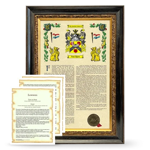 Van Ulgers Framed Armorial History and Symbolism - Heirloom